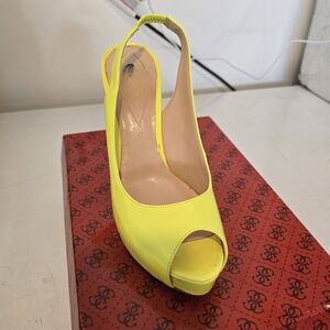 Alcott Neon Yellow Peep-Toe Slingback Heels